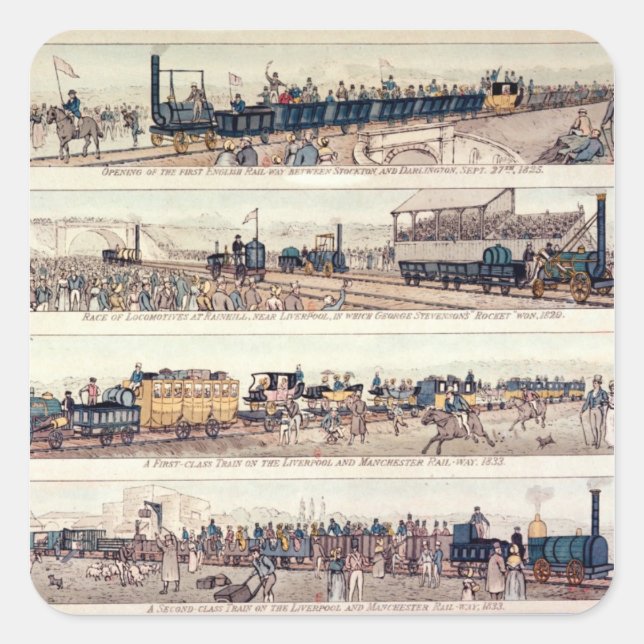 Sticker Carré L'ouverture de Stockton et Darlington (Devant)