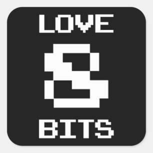 Sticker Carré Love 8 bits