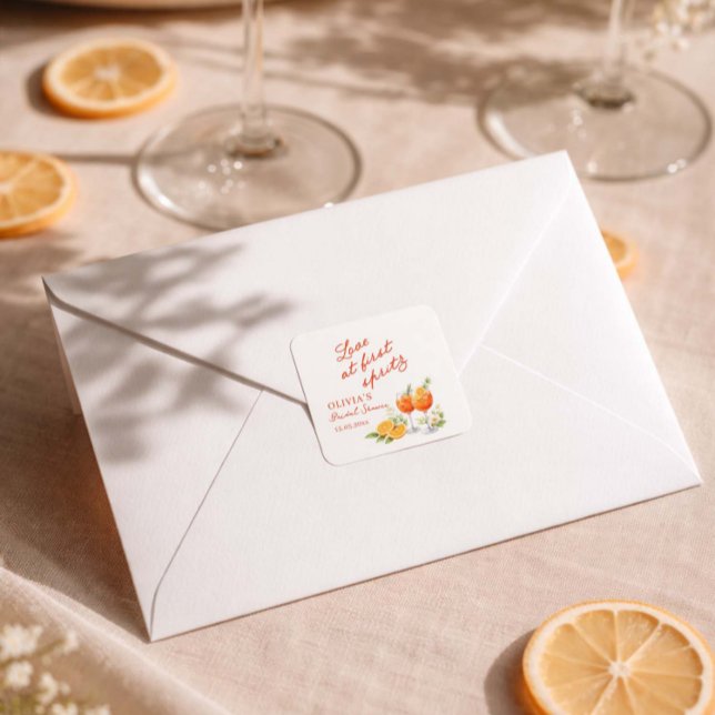 Sticker Carré Love At First Spritz Shower de Mariage  (Créateur téléchargé)