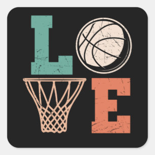 Sticker Carré Love Basketball basketball belle conception