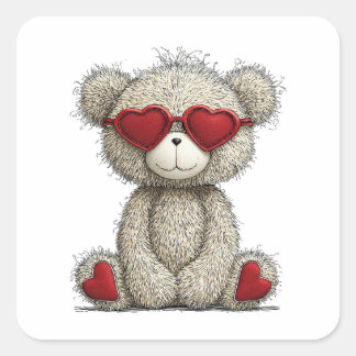 Sticker Carré Love Bear