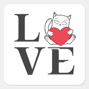 Sticker Carré Love Cats