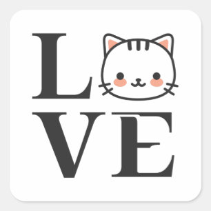 Sticker Carré Love Cats