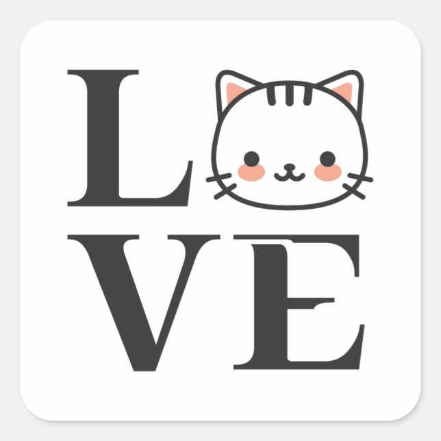 Sticker Carré Love Cats (Devant)