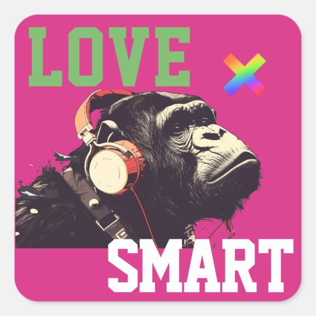 Sticker Carré LOVE × CHIMPANZEE  - Custom (Devant)