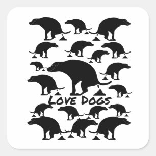 Sticker Carré Love Dogs