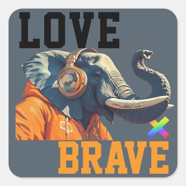 Sticker Carré LOVE × ELEPHANTS - Custom (Devant)
