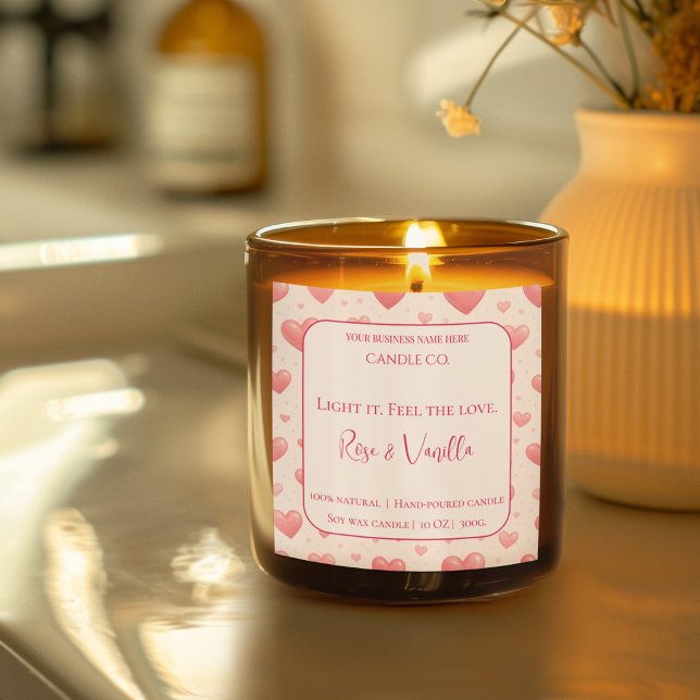 Sticker Carré Love Glow Valentine – Romantic Love Candle Label (Créateur téléchargé)