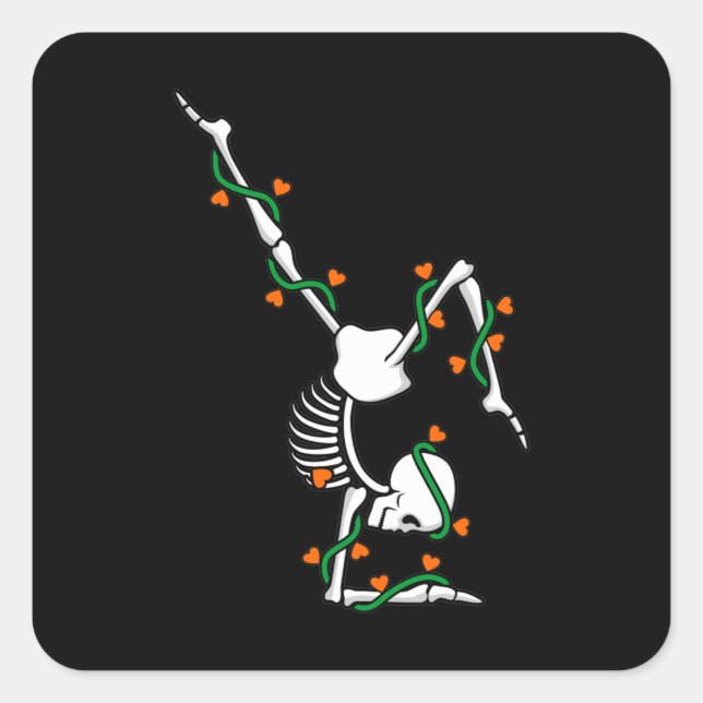 Sticker Carré Love Gymnastics Skeleton Gymnast Gymnastic Lover G (Devant)