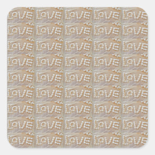 Sticker Carré Love Heart Sea Shell Beach Hearts Seashells été