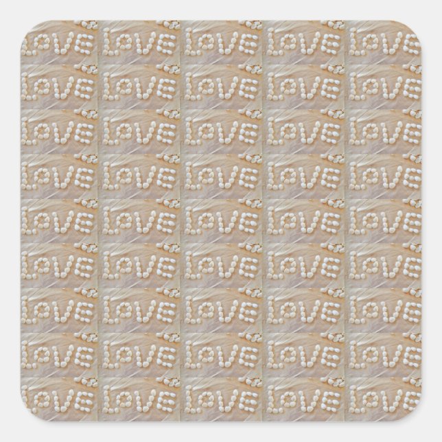 Sticker Carré Love Heart Sea Shell Beach Hearts Seashells été (Devant)