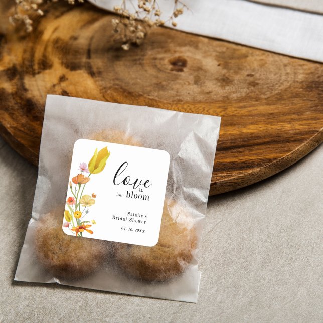 Sticker Carré Love is in Bloom Spring Wildflower Bridal Shower (Créateur téléchargé)