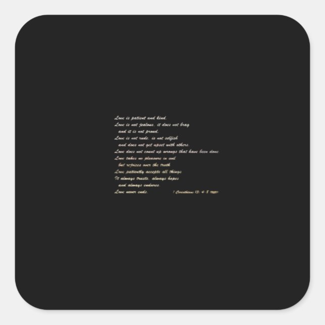 Sticker Carré Love Is Patient Simple Inspirational Design  (Devant)