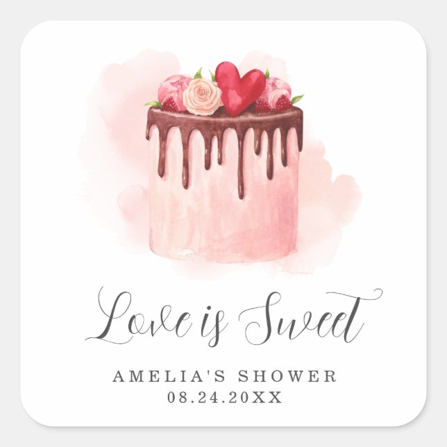 Sticker Carré Love Is Sweet Enterrement de mariage (Devant)