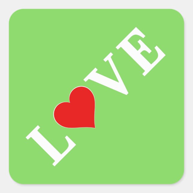 Sticker Carré LOVE Lime Vert Moderne (Devant)