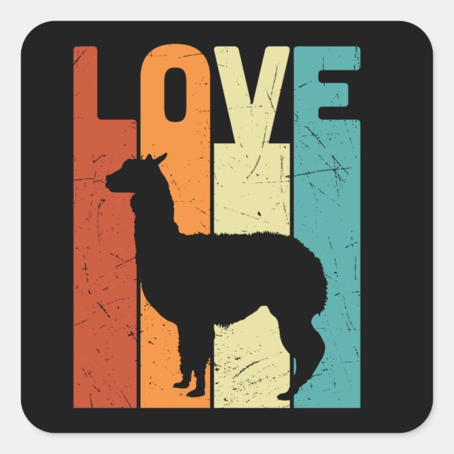 Sticker Carré Love Llama Alpaca (Devant)