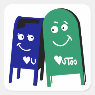 Sticker Carré love mailboxes : je vous aime