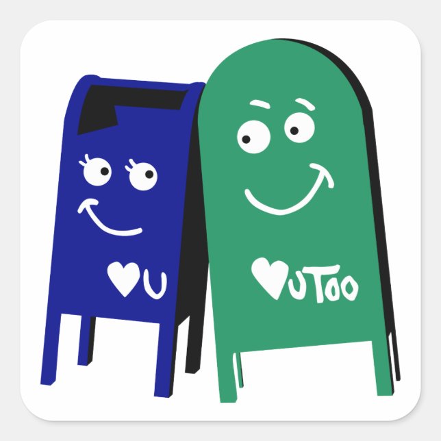 Sticker Carré love mailboxes : je vous aime (Devant)