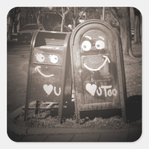 Sticker Carré love mailboxes : je vous coeur
