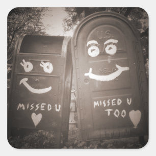 Sticker Carré love mailboxes : vous m'avez manqué