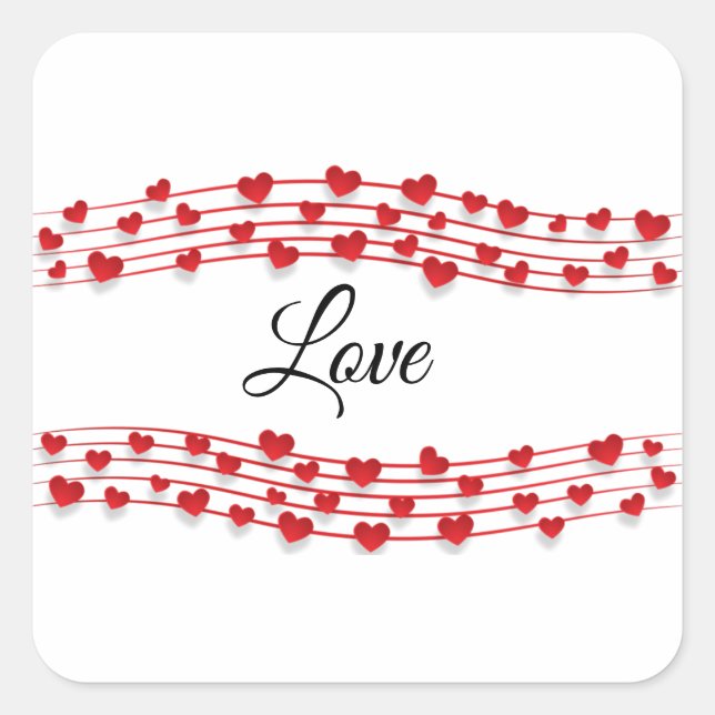 Sticker Carré Love Music (Devant)