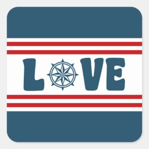 Sticker Carré Love nautique design