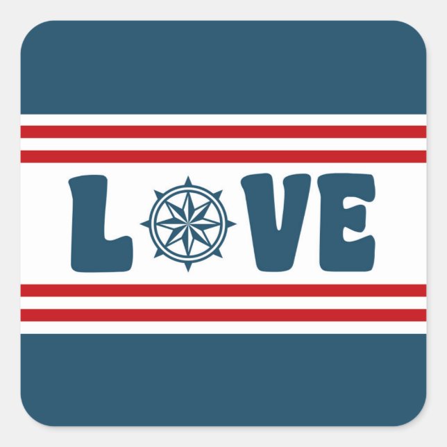 Sticker Carré Love nautique design (Devant)