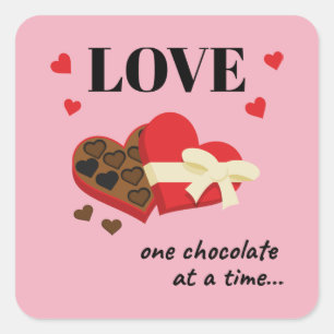 Sticker Carré Love One Chocolate at a Time Drôle Citation