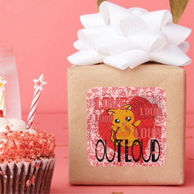 Sticker Carré Love Out Loud - Plus de coeurs (Fête)