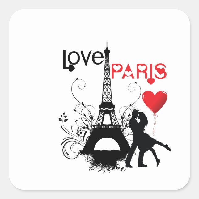 Sticker Carré Love Paris (Devant)