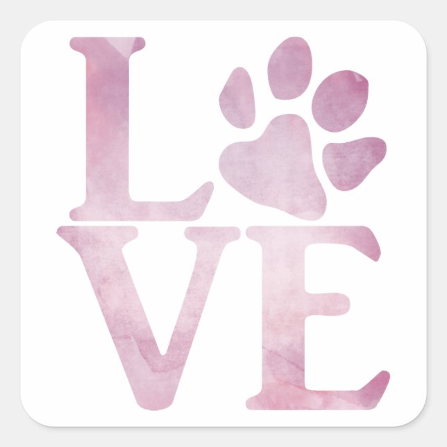 Sticker Carré Love Paw Classic Rose (Devant)