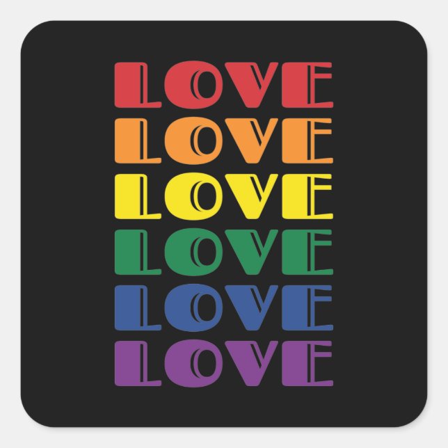 Sticker Carré Love Repeating Text Gay pride LGBTQ (Devant)
