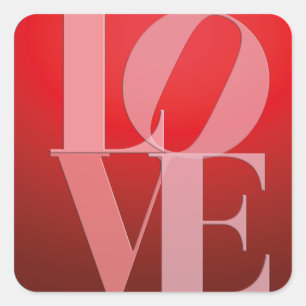 Sticker Carré Love Romance Rouge rose