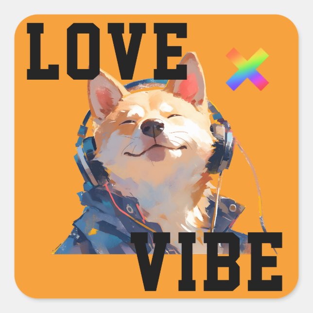 Sticker Carré LOVE × SHIBA - Custom (Devant)