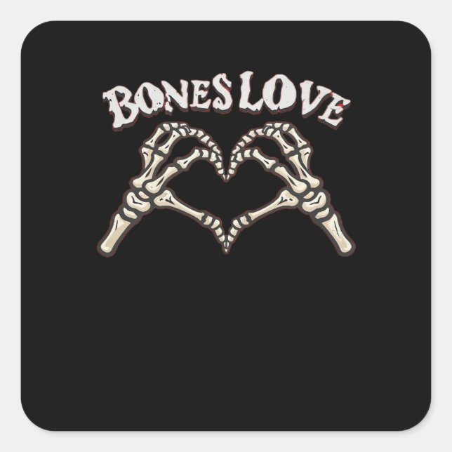 Sticker Carré Love Skeleton Hand Classic (Devant)
