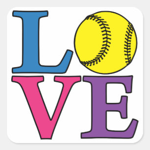 Sticker Carré LOVE Softball