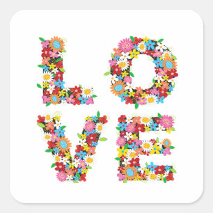Sticker Carré LOVE Spring Flowers