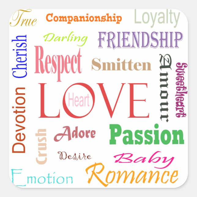 Sticker Carré Love Synonyms par Shirley Taylor (Devant)