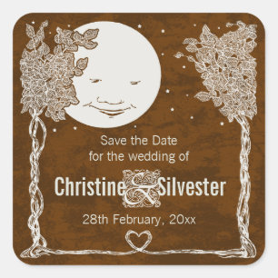 Sticker Carré Love Under the Stars, enregistrez la date.