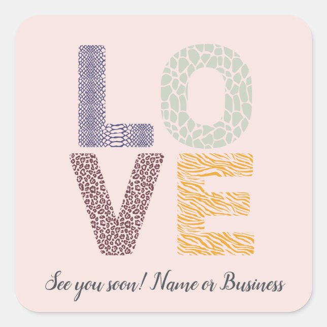 Sticker Carré LOVE Valentine Thème Personnalisable Lettres Photo (Devant)