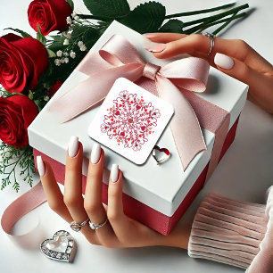 Sticker Carré Love You manuscrit sans couture doodles valentine