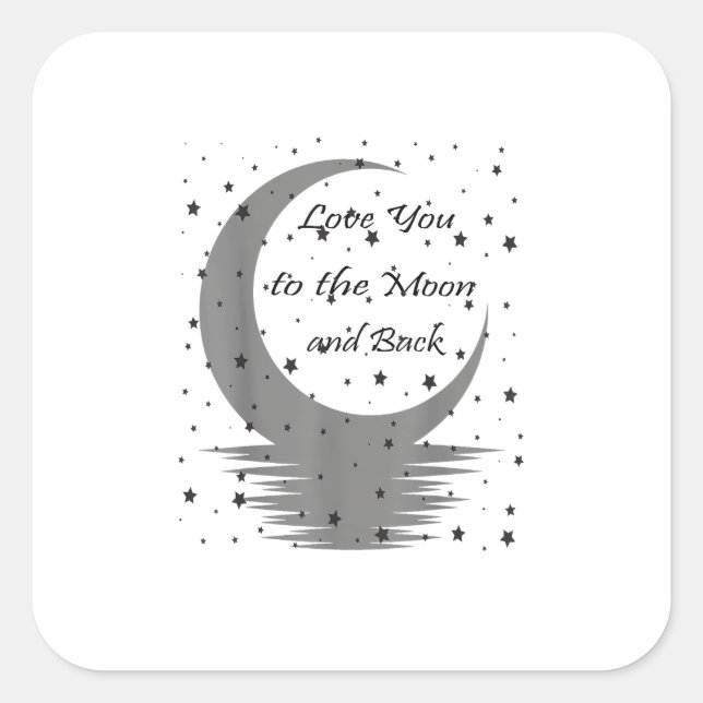 Sticker Carré Love You To The Moon And Back Heartfelt Minimal De (Devant)