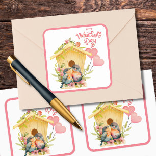 Sticker Carré Lovebird Valentine's Day