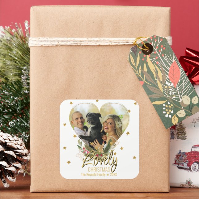 Sticker Carré Lovely Christmas Gold Parties scintillant Stars He (vacances)
