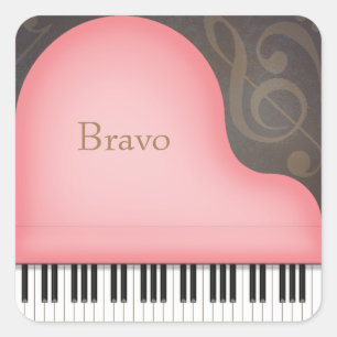 Sticker Carré Lovely Pink Grand Piano Music Lover's Personnalisé