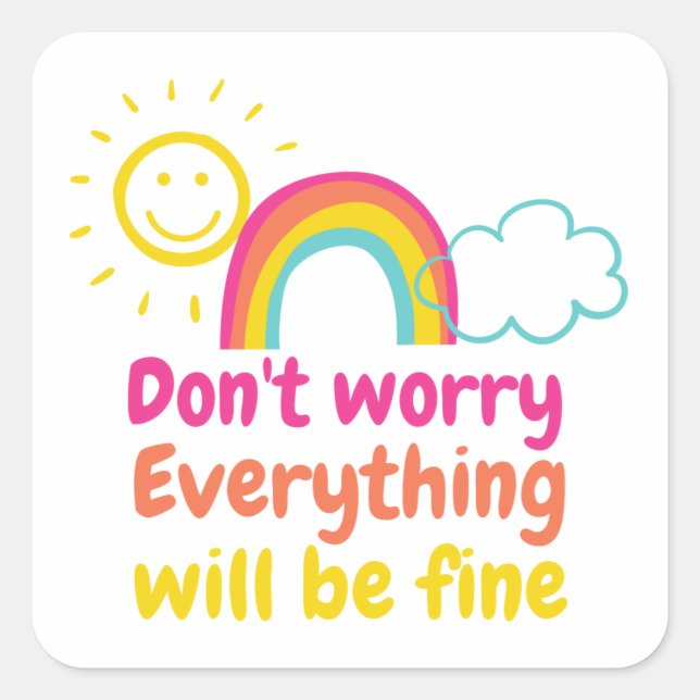 Sticker Carré Lovely Rainbow, Sun and Cloud (Devant)