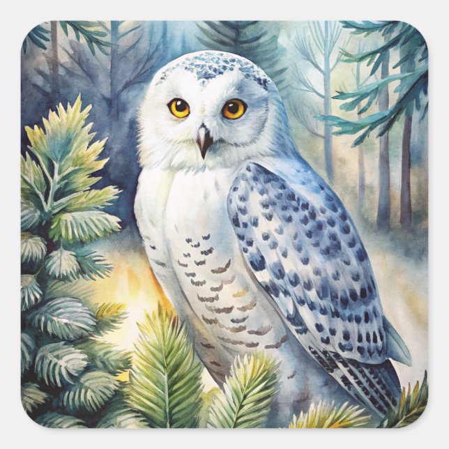 Sticker Carré Lovely Snowy Owl (Devant)