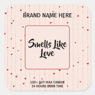 Sticker Carré Lovely Valentine Candle Label With Editable Text