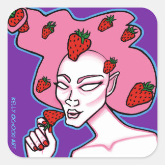 Sticker Carré Lover aux fraises