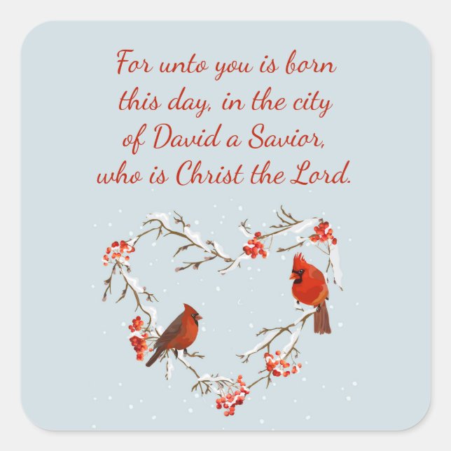Sticker Carré Luc 2:11 Écriture Bible de Noël Verse (Devant)